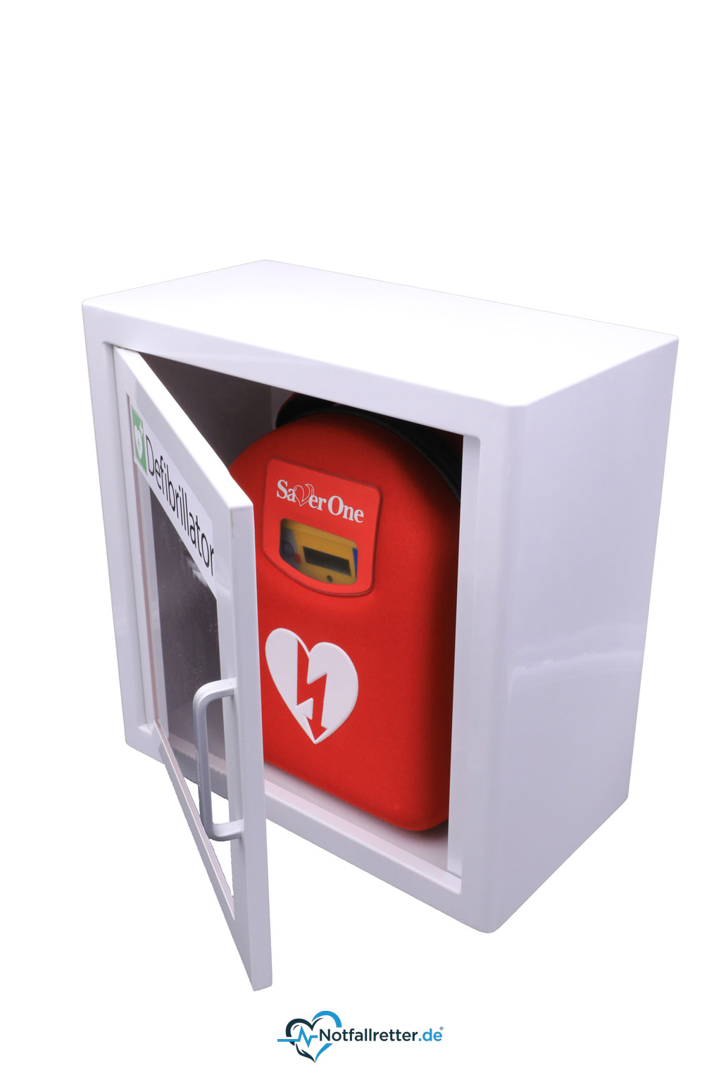 Metall-Wandschrank ohne Alarm für Defibrillator AED mit Kunststoffschauglas und Alugriff