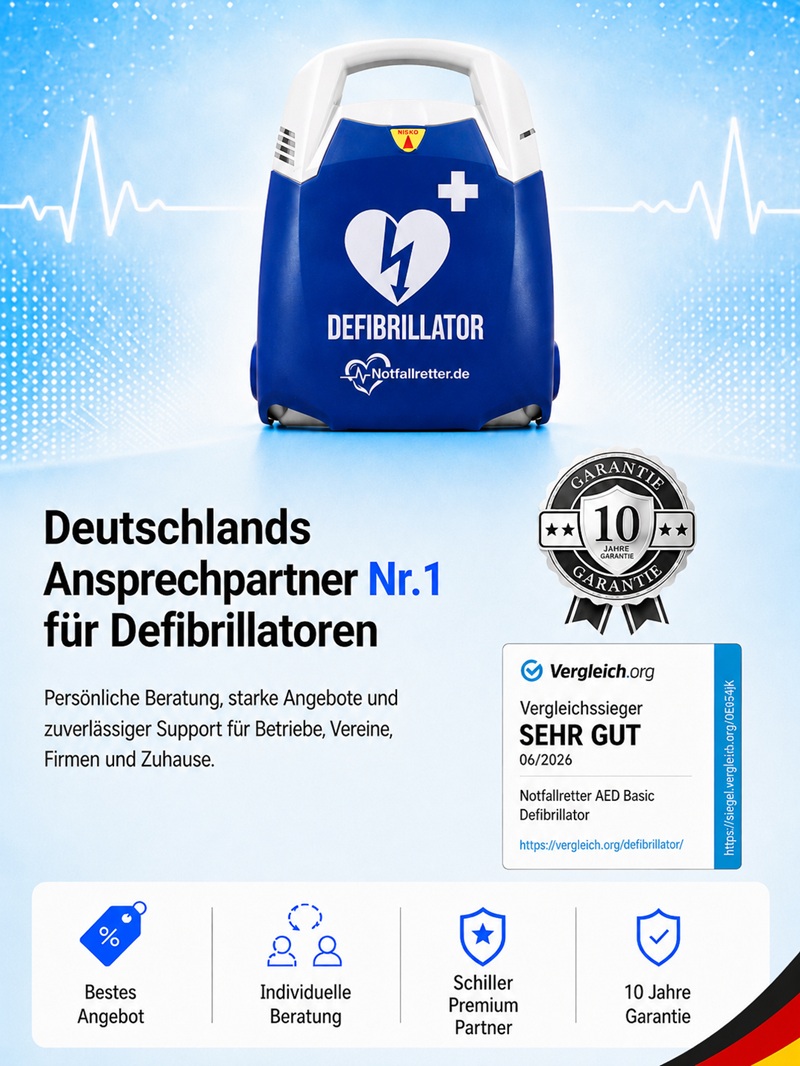 Ihr Ansprechpartner für Defibrillatoren in Deutschland mit Beratung und Angeboten für Betrieb, Praxis, Verein und Zuhause.