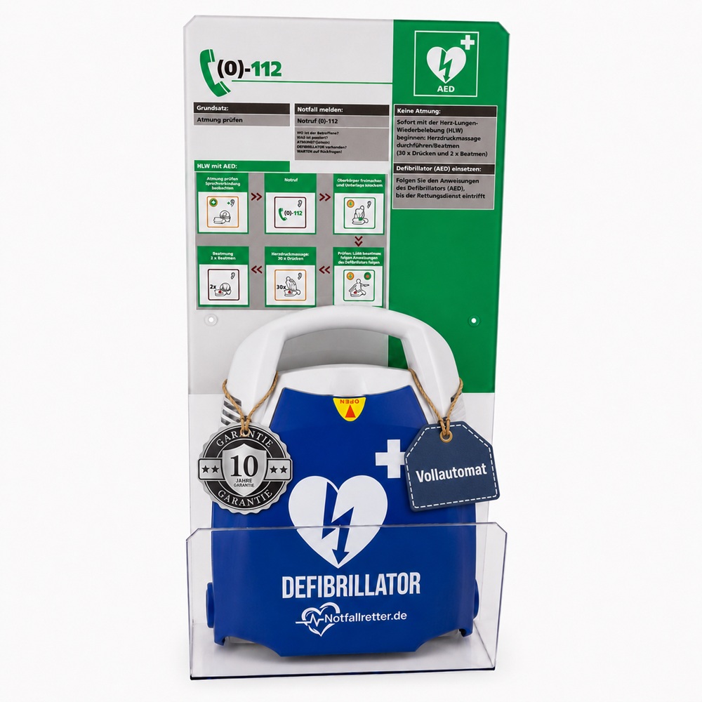 Grüner AED-Standortwinkel zur schnellen Kennzeichnung des Defibrillator-Standortes in Gebäuden.