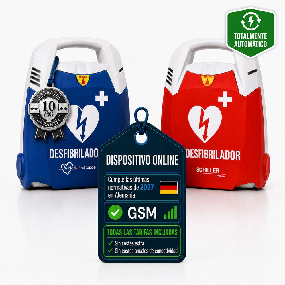 Desfibrilador DEA Net automático Notfallretter.de con conexión GSM y plataforma online LifeDataNet G2.